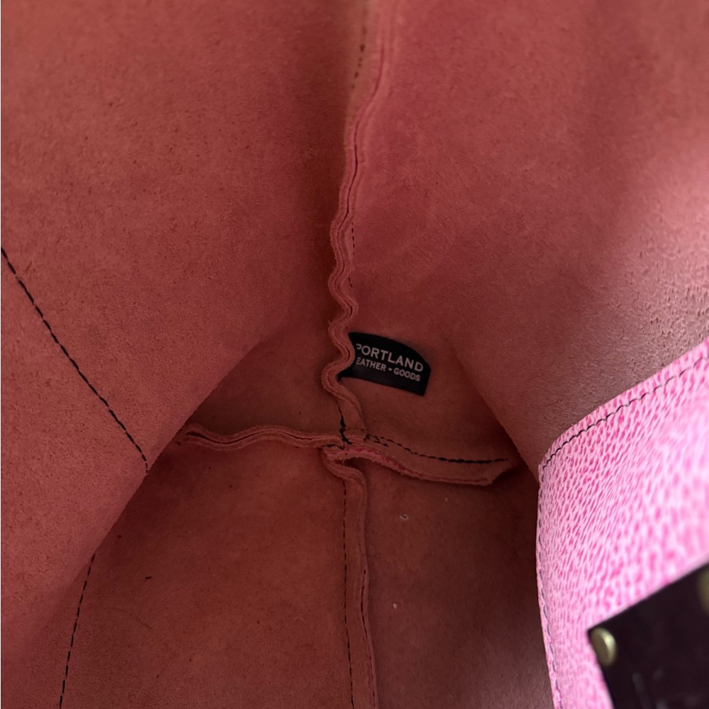 Portland Leather Goods Large Tote Pebbled Bubblegum Pink Bag Work Travel EUC - Picture 9 of 11